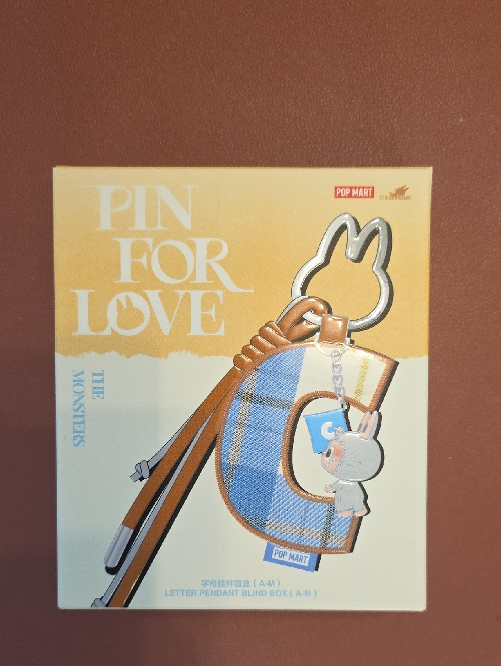Pop Mart 'Pin For Love' C Letter Keychain Pendant - Blue & Brown